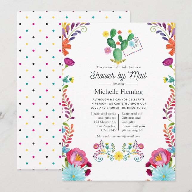 Invitación de Despedida de Soltera con Fiesta Flor (Anverso / Reverso)