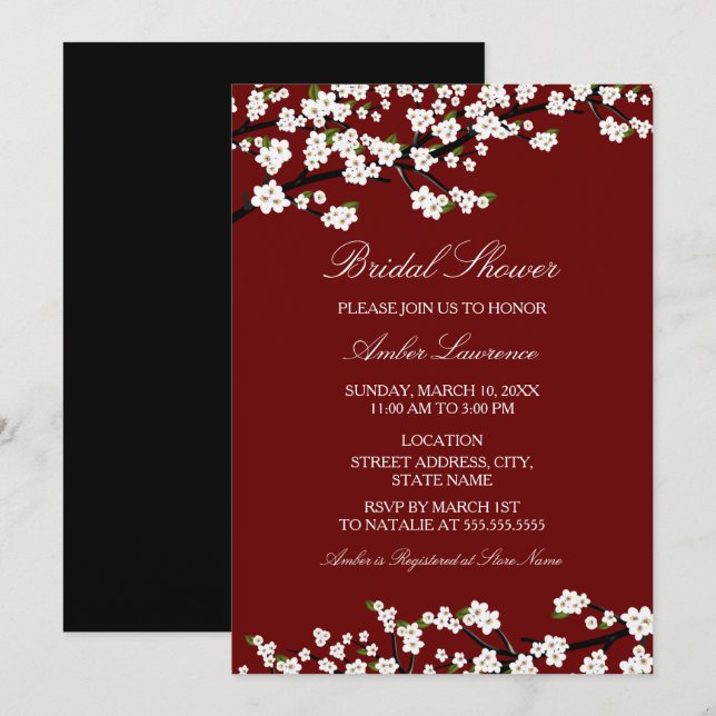 Invitación de Despedida de Soltera con Flor de Cer (Anverso / Reverso)