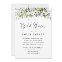 Invitación de Despedida de Soltera con Floral Blan
