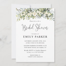 Invitación de Despedida de Soltera con Floral Blan
