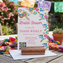 Invitación de Despedida de Soltera con Floral Fies
