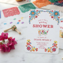 Invitación de Despedida de Soltera con Floral Fies