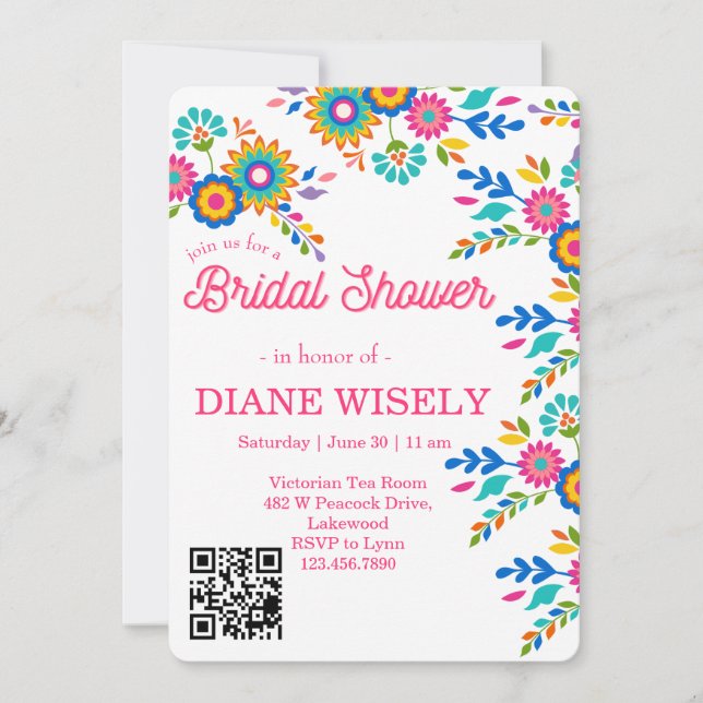 Invitación de Despedida de Soltera con Floral Fies (Anverso)