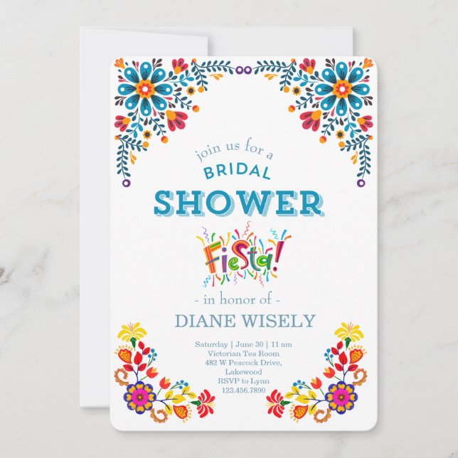 Invitación de Despedida de Soltera con Floral Fies (Anverso)