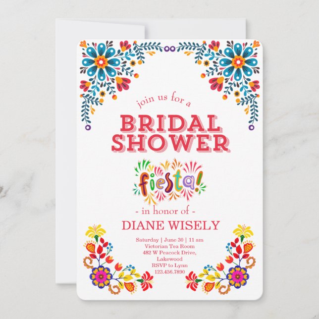 Invitación de Despedida de Soltera con Floral Fies (Anverso)