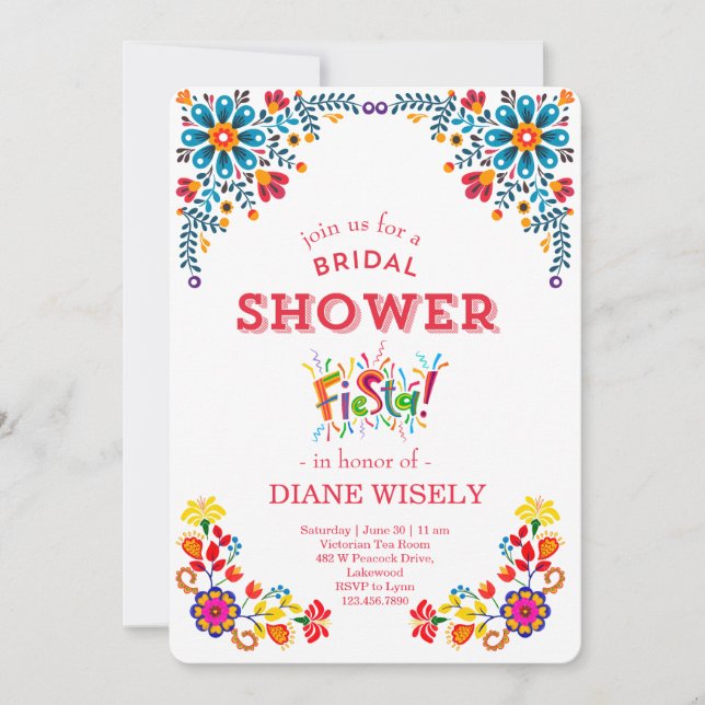 Invitación de Despedida de Soltera con Floral Fies (Anverso)