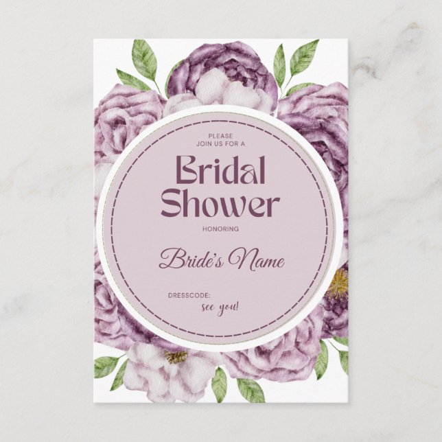 Invitación de Despedida de Soltera con Floral Mora (Anverso)