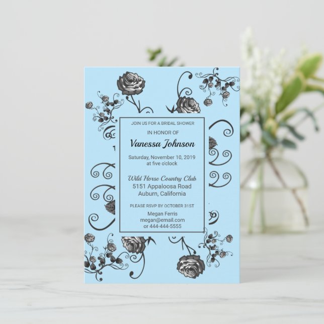 Invitación de Despedida de Soltera con Flores Eleg (Anverso de pie)