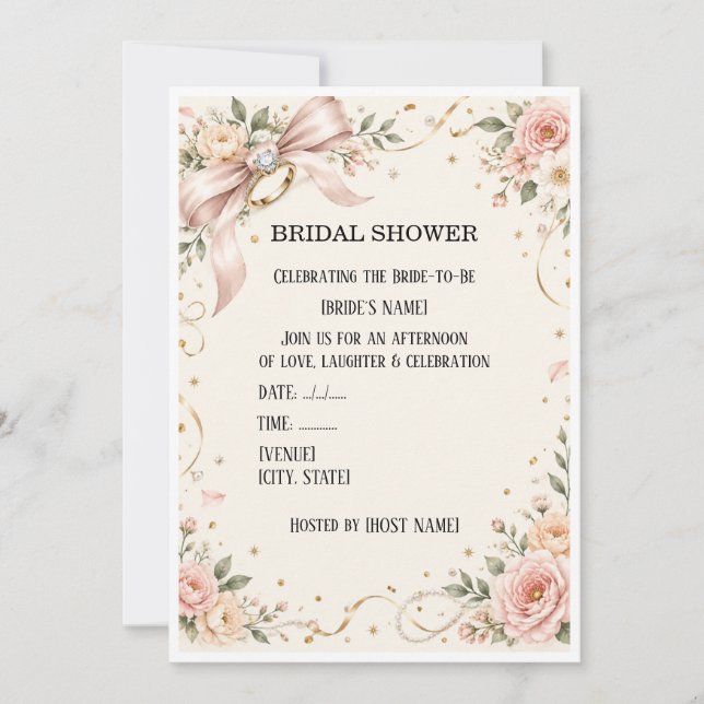 Invitación de Despedida de Soltera con Flores Eleg (Anverso)