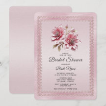 Invitación de Despedida de Soltera con Flores Rosa