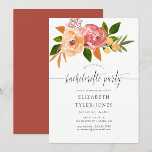 Invitación de despedida de soltera con flores silv