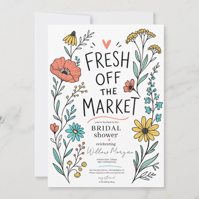 Invitación de Despedida de Soltera con Flores Silv (Anverso)