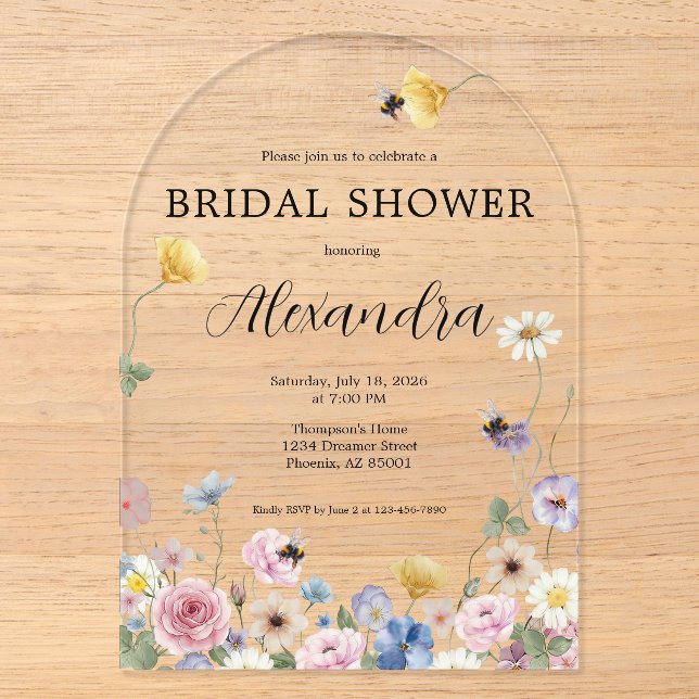 Invitación de Despedida de Soltera con Flores Silv (Anverso)