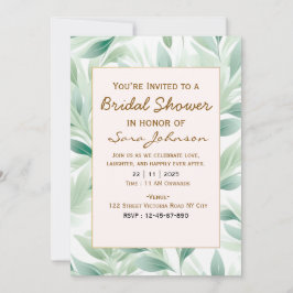 Invitación de Despedida de Soltera con Flores Verd