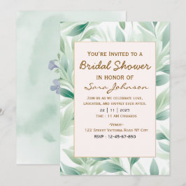 Invitación de Despedida de Soltera con Flores Verd
