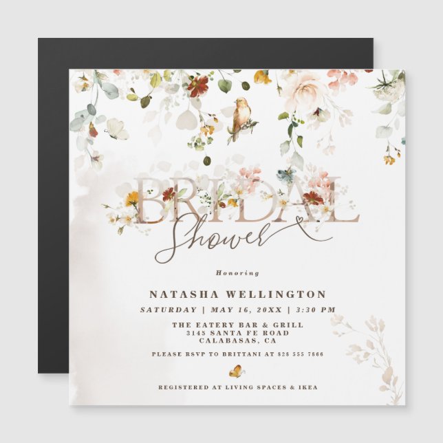 Invitación de Despedida de Soltera con Jardín de F (Anverso/Reverso)