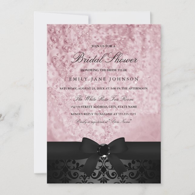 Invitación de Despedida de Soltera con Lazo Negro  (Anverso)
