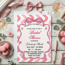 Invitación de Despedida de Soltera con Lazo Rosa C