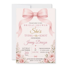Invitación de Despedida de Soltera con Lazo Rosa R