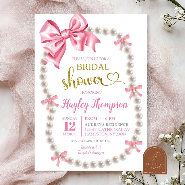 Invitación de Despedida de Soltera con Lazo Rosa y (Subido por el creador)