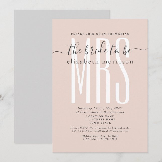 Invitación de Despedida de Soltera con Letra de Co (Anverso / Reverso)