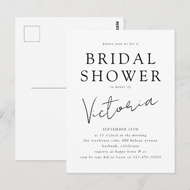 Invitación de Despedida de Soltera con Letra Moder (Anverso / Reverso)