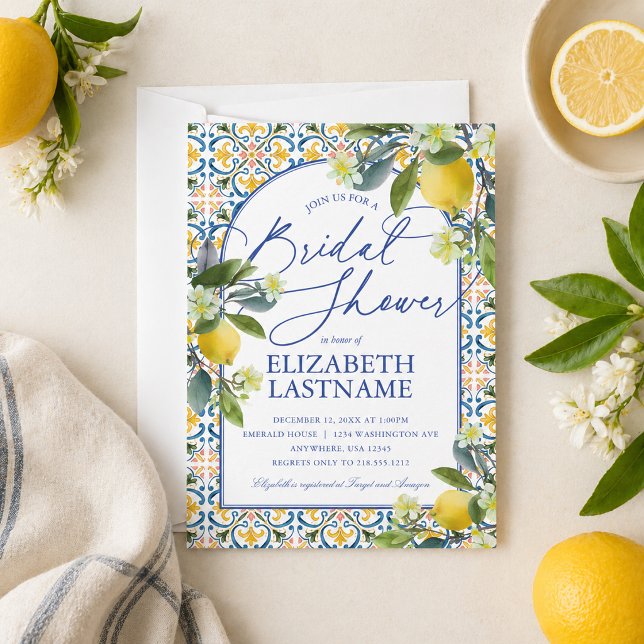 Invitación de Despedida de Soltera con Limones Ita (Italian Lemon Bridal Shower Invitation)