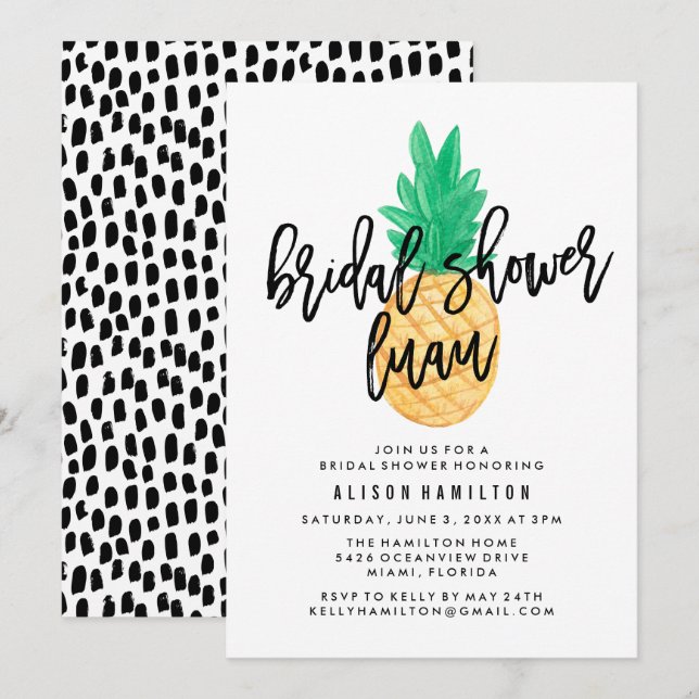 Invitación de Despedida de Soltera con Luau Tropic (Anverso / Reverso)