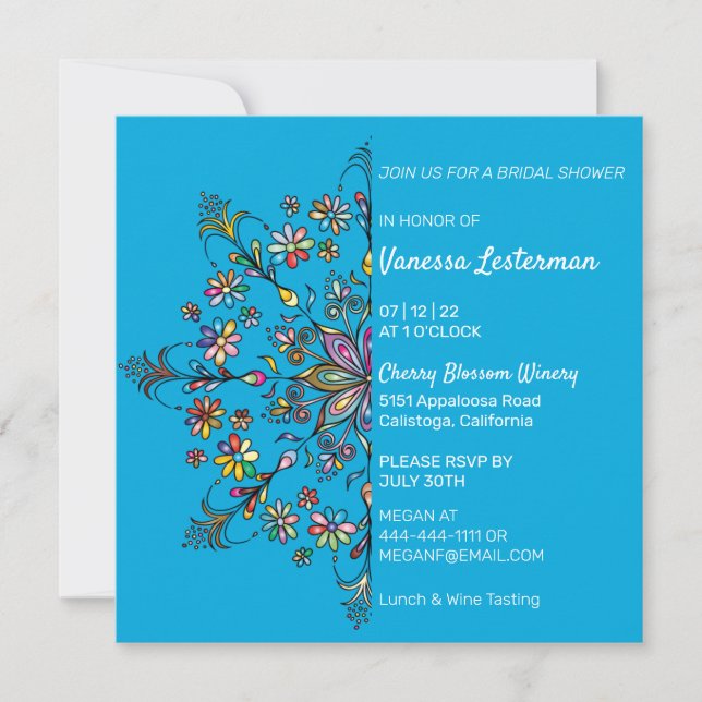 Invitación de Despedida de Soltera con Mandala de  (Anverso)