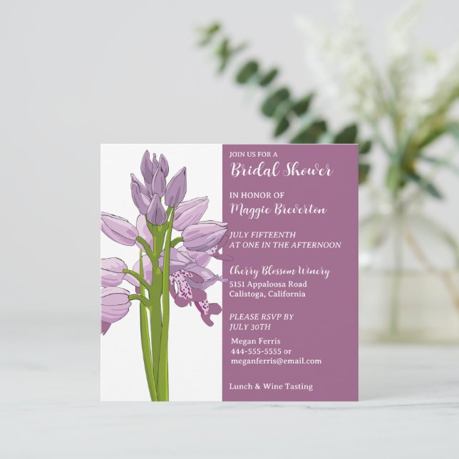 Invitación de Despedida de Soltera con Orquídea Pi (Anverso de pie)