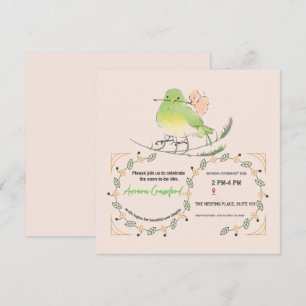 Invitación de Despedida de Soltera con Pájaro y Ho