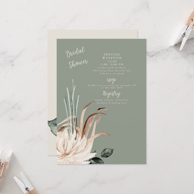Invitación de Despedida de Soltera con Pampas y Sa (Anverso/Reverso In Situ)