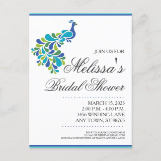 Invitación de Despedida de Soltera con Pavo Real