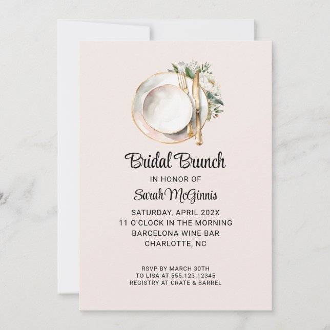 Invitación de Despedida de Soltera con Peonía (Anverso)