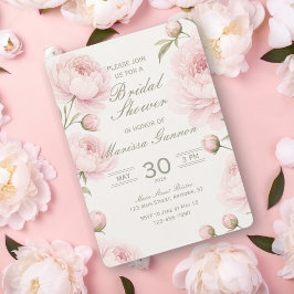 Invitación de Despedida de Soltera con Peonía Rosa