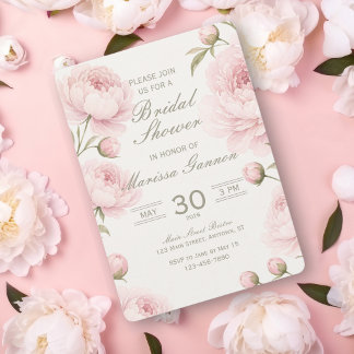 Invitación de Despedida de Soltera con Peonía Rosa