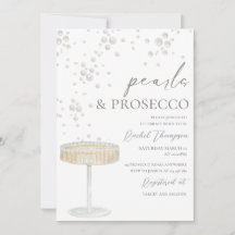 Invitación de Despedida de Soltera con Perlas y Pr