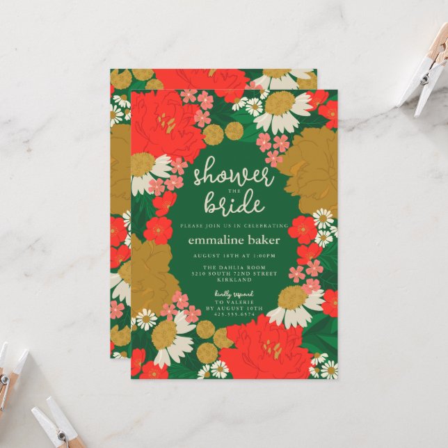 Invitación de Despedida de Soltera con Ramo Floral (Anverso/Reverso In Situ)