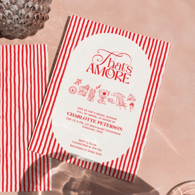 Invitación de Despedida de Soltera con rayas rojas (Subido por el creador)