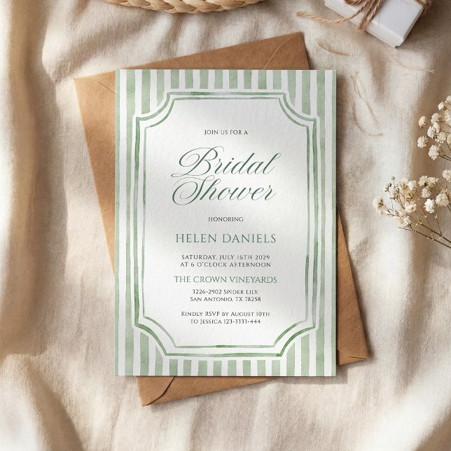 Invitación de Despedida de Soltera con Rayas Verde (Subido por el creador)