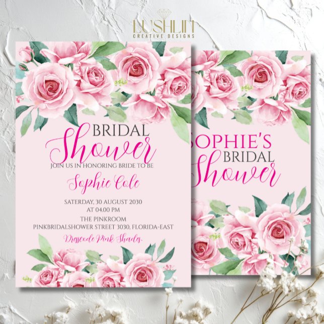 Invitación de Despedida de Soltera con Rosas Acuar (Subido por el creador)