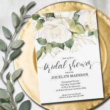 Invitación de Despedida de Soltera con Rosas Blanc