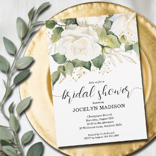 Invitación de Despedida de Soltera con Rosas Blanc