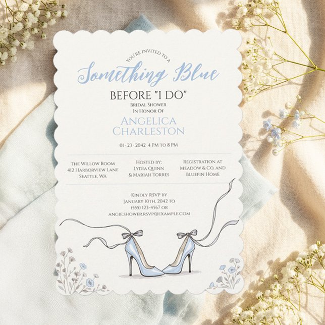 Invitación de Despedida de Soltera con Tacones Azu (Blue Heels Something Blue Bridal Shower Invitation
)