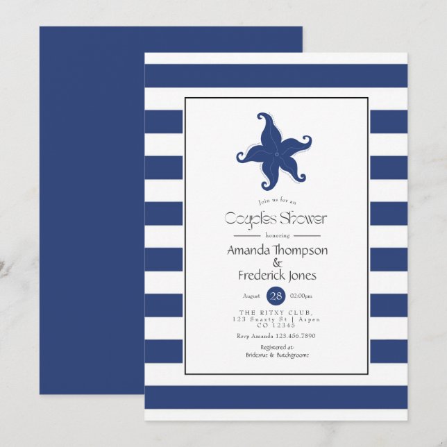 Invitación de Despedida de Soltera con Tema Náutic (Anverso / Reverso)