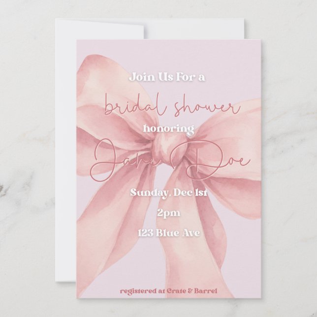 Invitación de Despedida de Soltera con Tema Rosa (Anverso)