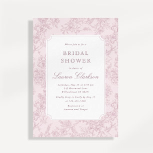 Invitación de Despedida de Soltera con Toile Rosa