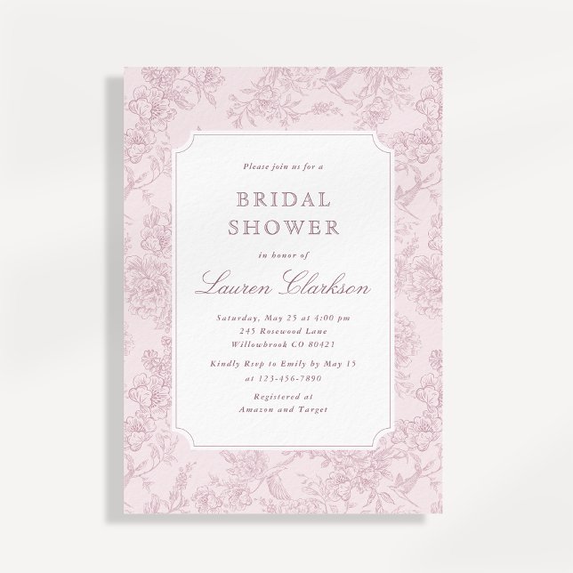Invitación de Despedida de Soltera con Toile Rosa (Subido por el creador)