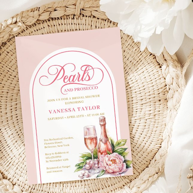 Invitación de Despedida de Soltera con Toque de Ro (Modern Blush and Gold Bridal Shower Invitation)