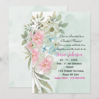 Invitación de Despedida de Soltera con Verde Elega